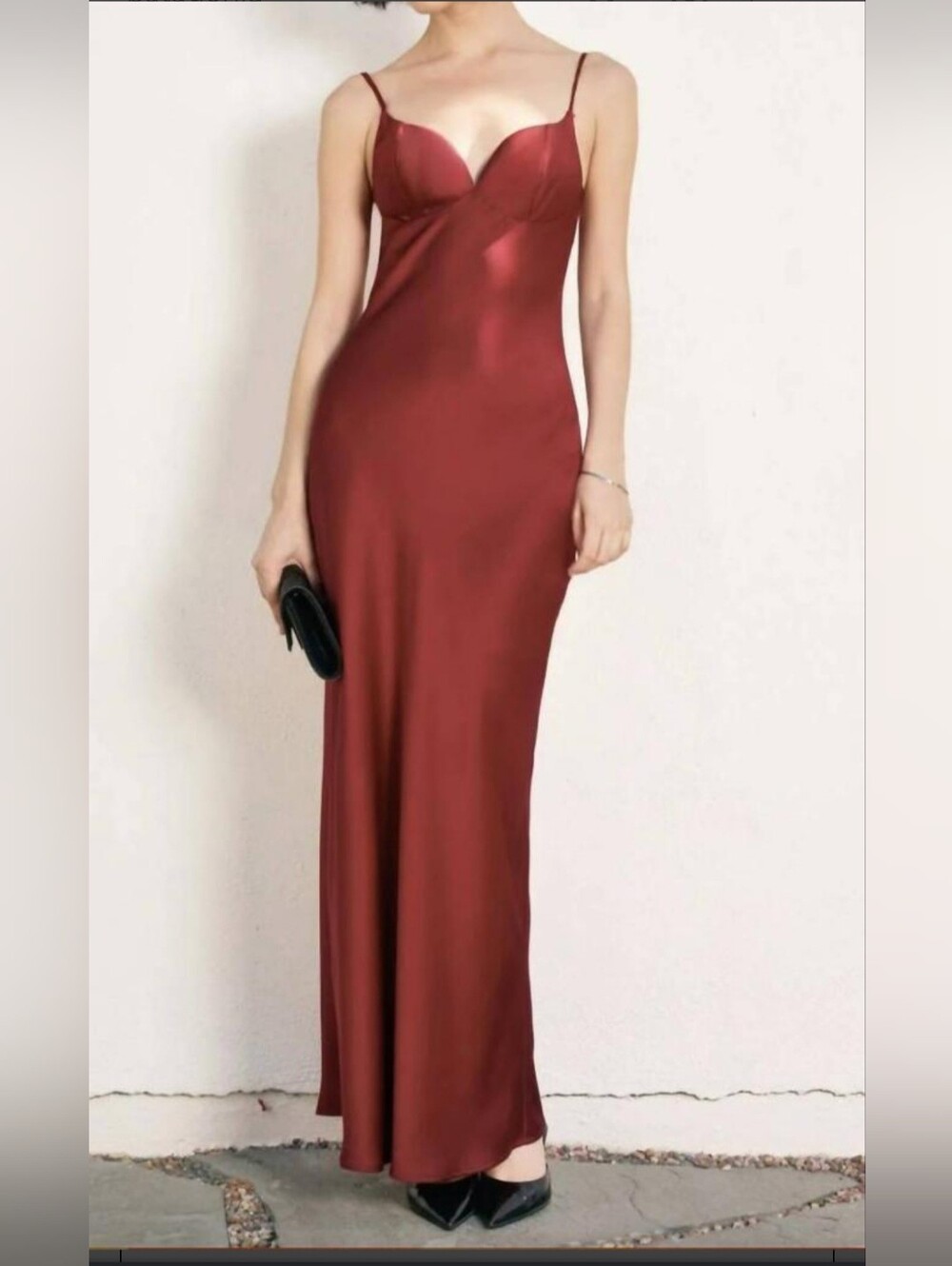 Dress Forum Satin Slip Maxi Dress in Wine